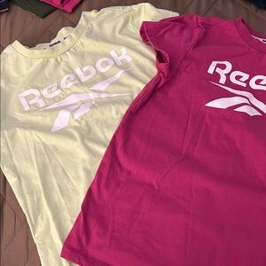 Reebok Burgundy and Light Green Tees size 8/10